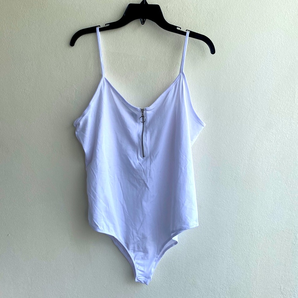 10. Ambience Juniors 1/2 Zip Spaghetti Strap Bodysuit